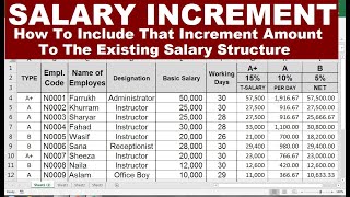 salary Increment sheet format in excel with formula [upl. by Wahlstrom]