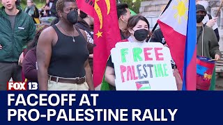 Moments of tension at studentled proPalestine rally at University of Washington [upl. by Markland]