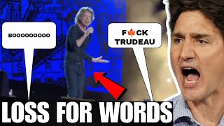 Entire stadium BOOING TRUDEAU leaves Mick Jagger SPEECHLESS [upl. by Panta]