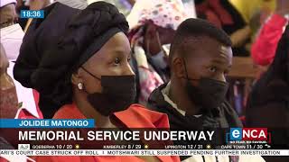 Jolidee Matongo  Memorial service underway [upl. by Ahsyekal]