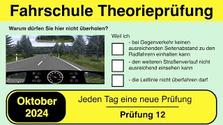 🚘 Führerschein Theorieprüfung Klasse B 🚗 Oktober 2024  Prüfung 12🎓📚 [upl. by Nwahshar270]