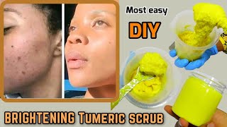 DIY Tumeric scrub for SKIN LIGHTENING  clear dark spots amp hyperpigmentations  5 ingredients scrub [upl. by Suillenroc432]