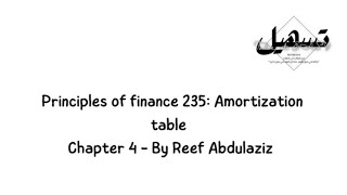 Principles of Finance 235 Chapter 4  Amortization table  By Reef Abdulaziz [upl. by Annazor]