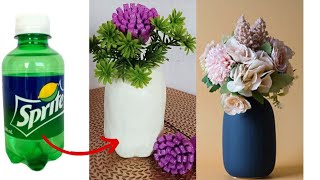 How to Make Plastic Bottle Flower Vase  Fuldani Kaise Banaye [upl. by Aratehs]