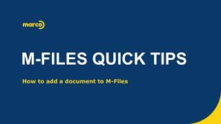 MFiles Quick Tips  Adding a Document [upl. by Else]