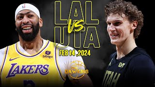 Los Angeles Lakers vs Utah Jazz Full Game Highlights  February 14 2024  FreeDawkins [upl. by Lahcar]