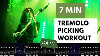 7 MIN TREMOLO PICKING WORKOUT  how to build up speed FAST [upl. by Ciredor]