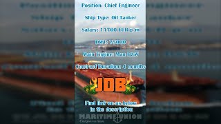 Chief Engineer for Oil Tanker with salary 11700 EUR  Maritime Union Shorts [upl. by Nodnrb397]