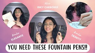 Fountain Pens Review Pt 2  Camlin Elegante  Camlin Trinity  Flair Inky Carbonix  Ahana Batabyal [upl. by Gnil]