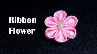 Ribbon Flowers  How to make Ribbon Flower Step by Step tutorial [upl. by Malcolm]