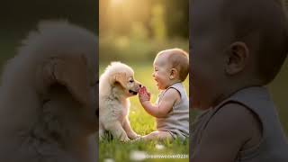 Cute baby boy with puppy ❤️cute boy puppy shortsfeed shorts viralvideo trending ytshorts [upl. by Ynoble]