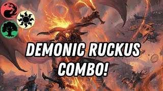 Demonic Ruckus is Broken Aura Combo featuring LightPaws Standard MTG Arena [upl. by Wrench]