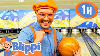 Blippi Learns How to Play Bowling at The Great Indoors  1 HOUR OF BLIPPI TOYS [upl. by Ssur]