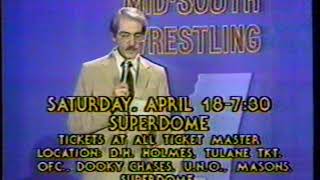 1981 Mid South Wrestling quotSuperdome Matchquot NOLA Local TV Commercial [upl. by Alaine240]