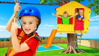 Chris and Michael build a Tree House with zipline [upl. by Dorison]