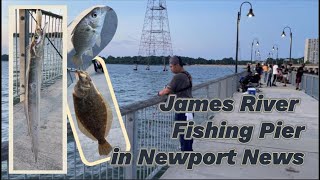 James River Fishing Pier in Newport News Virginia relaxing family trip belt ribbon fish flounder [upl. by Llerreg]