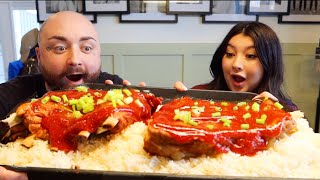 HUGE SAUCY BBQ RIBS AND RICE MUKBANG [upl. by Nibor56]