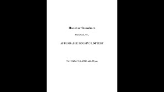 Stoneham Hanover  Affordable Housing Lottery [upl. by Oetam]