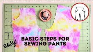 How to cut and sew together SIMPLE pants  BASIC STEPS [upl. by Beekman410]