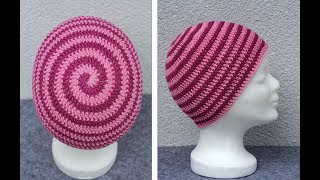 Crochet Spiral Hat  Beanie  two colored  Part 1 [upl. by Fairweather]