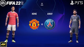 FIFA 22 PS5  Manchester United Vs PSG  UEFA Champions League  4k Gameplay [upl. by Reede]