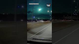 Bright green meteor streaks across Alberta sky ☄️ [upl. by Namialus]