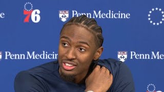 Tyrese Maxey Postgame Interview  76ers vs Pistons  202425 NBA Season [upl. by Ymereg857]