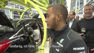 Nico Rosberg and Lewis Hamilton visiting Sindelfingen plan of Daimler 2013 [upl. by Ybhsa]