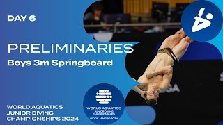 Boys 3m Springboard  Day 6  Preliminaries  World Aquatics Junior Diving Championships 2024 [upl. by Zora]