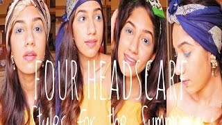 Four Headscarf Style in Four Minutes Summer Fashion with TSC Headscarves Tutorial [upl. by Fosque]