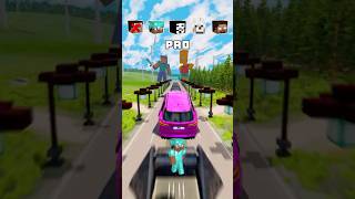 NOOB vs PRO vs HACKER vs HEROBRINE Car Jump Challenge 13 😂 🚗 shorts beamngdrive [upl. by Ihpen]