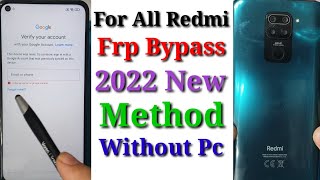 All Redmi Frp Bypass 2022  Redmi Note 9 Note 9 Pro  Note 9s Frp Bypass  Note 9 Google Account un [upl. by Tish634]