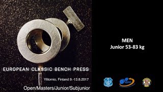 European Classic Bench Press Championships 2017  Men Junior 5383 kg [upl. by Namsaj]