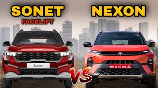 2024 Kia Sonet Facelift vs Tata Nexon  Most Detailed Comparison [upl. by Tenn]