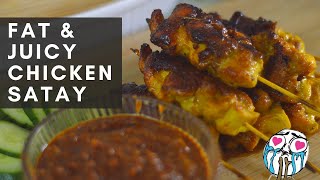 EASY Malaysian Chicken Satay Skewer Recipe using a flat pan [upl. by Sky]