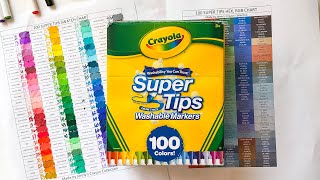 100 Super Tips Color Names Swatch and Color Charts for Crayola Super Tips Markers [upl. by Clapp726]