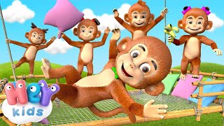 Cinq Petits Singes 🙈 Vidéo pour bébé  HeyKids Français [upl. by Anny]