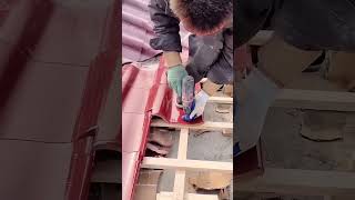 Roof red glazedtile installation process [upl. by Tioneb]