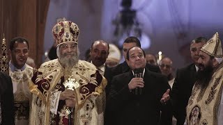 Egypt President ElSisi joins Coptic Orthodox Christians at Christmas Eve mass [upl. by Cressy296]