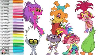 Trolls World Tour Coloring Book Compilation Poppy Barb Bliss Marina Tiny Diamond Fuzzbert [upl. by Esirtal116]