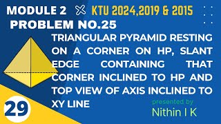 𝐏𝐫𝐨𝐛𝐥𝐞𝐦 𝐍𝐨 25 TRIANGULAR PYRAMID  BASE CORNER ON HP  𝗞𝗧𝗨 𝗚𝗿𝗮𝗽𝗵𝗶𝗰𝘀 𝟮𝟬𝟮𝟰𝟮𝟬𝟭𝟵amp𝟮𝟬𝟭𝟱 𝗦𝗰𝗵𝗲𝗺𝗲 [upl. by Eeresid]