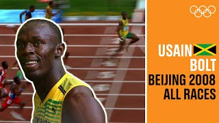 ALL of USAIN BOLTs 🇯🇲 individual races at Beijing 2008 [upl. by Lerak]