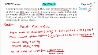 Vapour pressure of chloroform CHCL3 and dichloromethaneCH2CL2 at 298K are 200m m Hg and 415mm Hg [upl. by Lerrehs39]