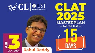 CLAT 2025 Last 15 Days to CLAT Exam  CLAT 15 Days Strategy  How to Crack CLAT [upl. by Droflim]