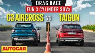 Drag Race Citroen C3 Aircross vs Volkswagen Taigun  Best of 3 cylinders  autocarindia1 [upl. by Alon]