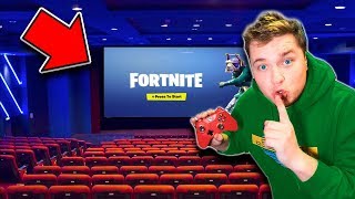 Sneaking FORTNITE Into A MOVIE Theater CHALLENGE We WON Candy Xbox One amp More [upl. by Lewls]