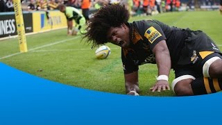 Ashley Johnsons intercept try vs Northampton Saints [upl. by Atineb]