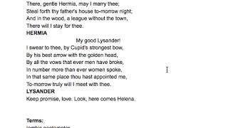 Analysis Lysander and Hermia Act 1 Scene 1 [upl. by Ribak187]