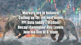 Markets are in balance Coiling up for the next move PPI Data today 830am [upl. by Leinehtan]