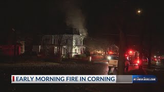 Secondstory house fire prompts response from crews in Corning [upl. by Yokum83]